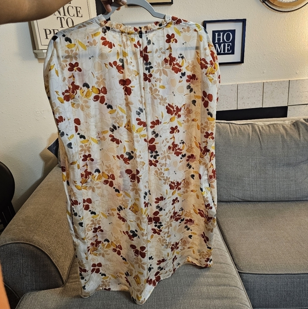 Grade & Gather Floral Boho Shift Print Dress with Red Yellow Accents Small - Picture 8 of 8